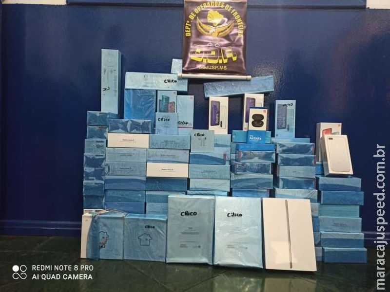 Polícia apreende eletrônicos contrabandeados em Bataguassu Polícia apreende eletrônicos contrabandeados em Bataguassu