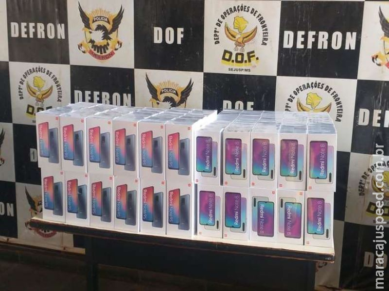 Policiais do DOF apreendem 180 smartphones na região de fronteira Policiais do DOF apreendem 180 smartphones na região de fronteira