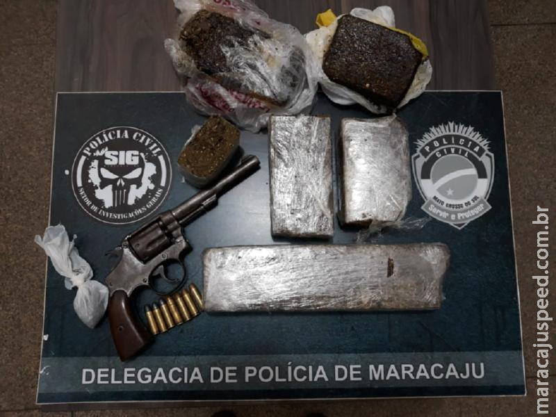 Maracaju: Polícia Civil cumpre mandados de busca e apreende drogas e arma de fogo
