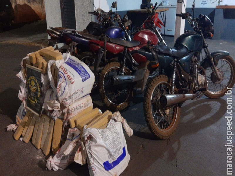 Maracaju: Três motocicletas carregadas com 280 quilos de maconha foram apreendidas pelo DOF durante a Operação Hórus