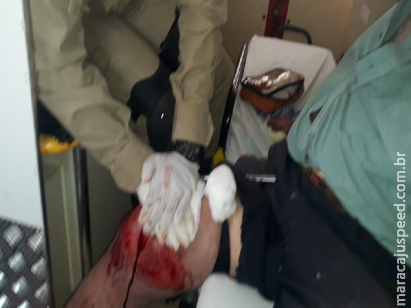 Maracaju: Corpo de Bombeiros salva idoso que se acidentou com máquina poli corte Maracaju: Corpo de Bombeiros salva idoso que se acidentou com máquina poli corte