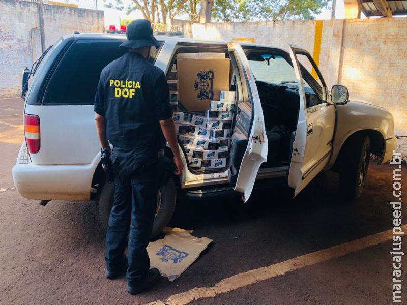 Maracaju: Veículo que seguia para Campo Grande com mais de dois mil pacotes de cigarros foi apreendido pelo DOF Maracaju: Veículo que seguia para Campo Grande com mais de dois mil pacotes de cigarros foi apreendido pelo DOF