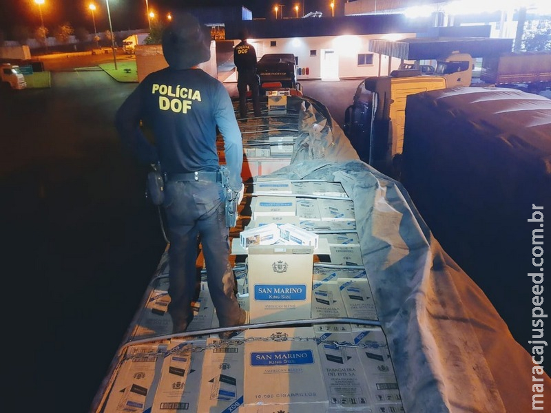 Carreta carregada com 50 mil pacotes de cigarros é apreendida pelo DOF Carreta carregada com 50 mil pacotes de cigarros é apreendida pelo DOF