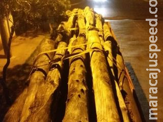 Madeireiro é multado por transporte de carga de madeira ilegal em toras Madeireiro é multado por transporte de carga de madeira ilegal em toras