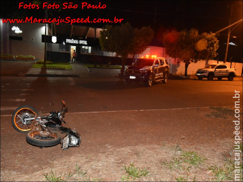 Maracaju: Adolescente empreende fuga de viatura policial, conduzindo motocicleta e é detido após se acidentar bem defronte a Delegacia de Polícia Civil