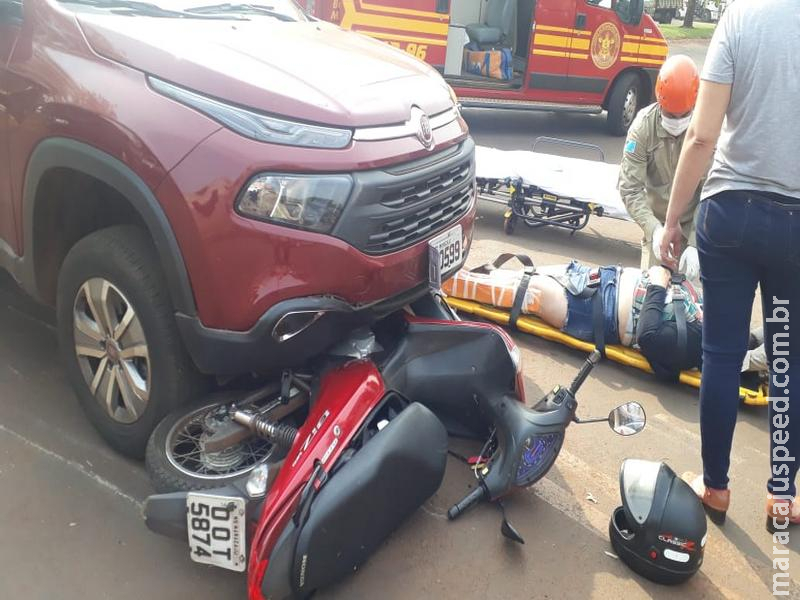 Maracaju: Colisão entre caminhonete Fiat Toro e Biz resulta em motociclista com fratura Maracaju: Colisão entre caminhonete Fiat Toro e Biz resulta em motociclista com fratura