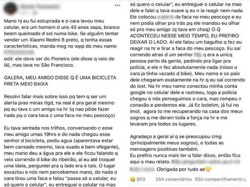 Modelo é estuprada sob ameaça e usa rede social para falar do crime