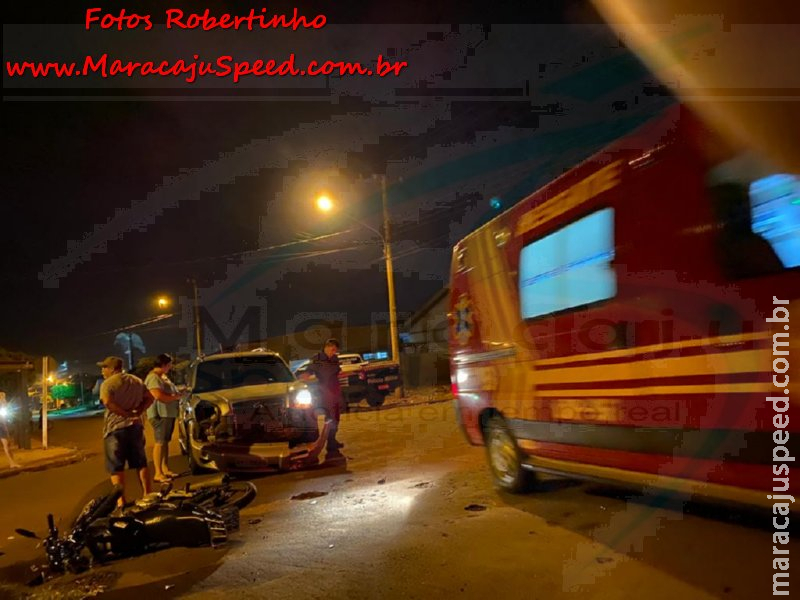 Maracaju: Bombeiros e Polícia Militar atendem ocorrência de colisão frontal de veículo e motocicleta