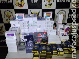 De GPS de R$ 5 mil a celulares, polícia apreende R$ 180 mil em muamba De GPS de R$ 5 mil a celulares, polícia apreende R$ 180 mil em muamba