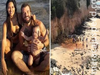 Mãe morreu abraçada ao filho ao tentar protege-lo de desabamento na praia de Pipa Mãe morreu abraçada ao filho ao tentar protege-lo de desabamento na praia de Pipa