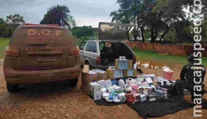 Carro carregado com produtos contrabandeados é apreendido na MS-164 Carro carregado com produtos contrabandeados é apreendido na MS-164