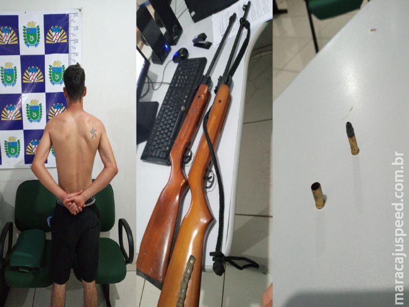 Maracaju: Adolescente é detido pela Polícia Militar, em posse de duas espingardas calibre .22, após ameaçar vítima Maracaju: Adolescente é detido pela Polícia Militar, em posse de duas espingardas calibre .22, após ameaçar vítima