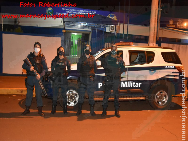 Maracaju: Polícia Militar realiza rondas ostensivas, abordagens a transeuntes e comércios, informando a validade do Decreto Estadual sobre Toque de Recolher das 22 às 5 horas