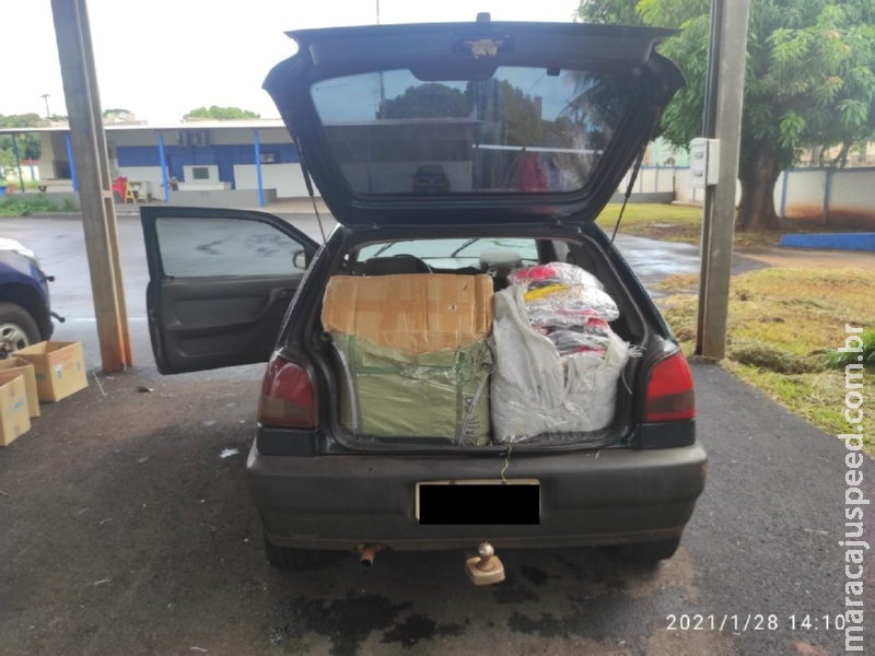 Maracaju: PM apreende veículo Gol carregado com mercadorias oriundas do Paraguai Maracaju: PM apreende veículo Gol carregado com mercadorias oriundas do Paraguai