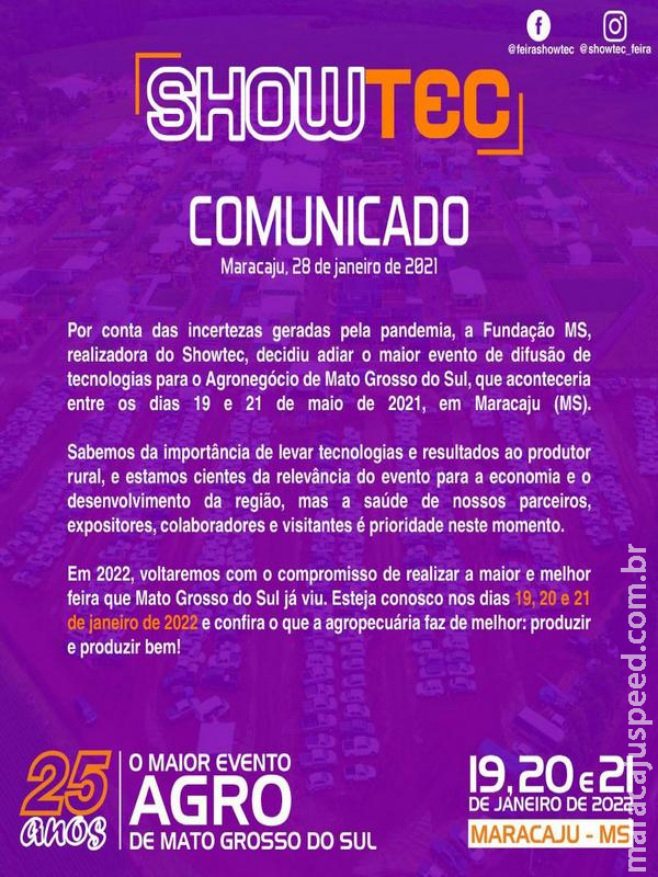 Showtec será realizado em janeiro de 2022* Showtec será realizado em janeiro de 2022*