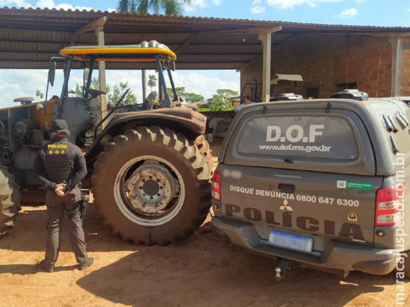 Trator furtado em Itaquiraí foi recuperado pelo DOF durante a Operação Hórus