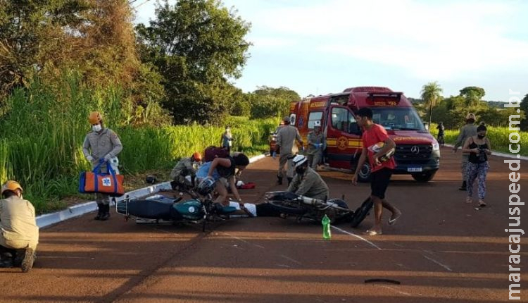 Acidente entre motos na MS-080 deixa jovem em estado grave