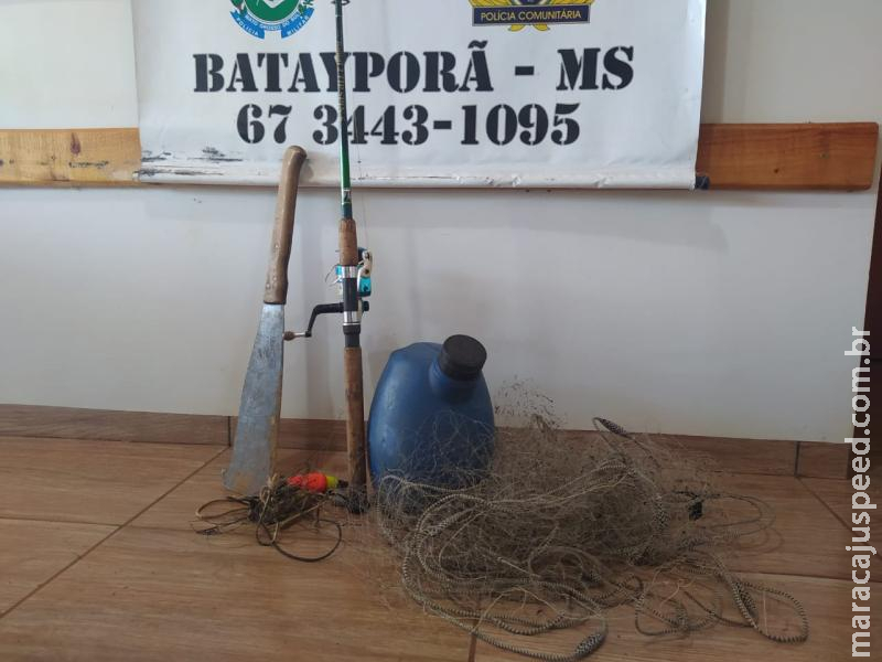 PMA de Batayporã surpreende pescador no entorno do Parque das Várzeas do Rio Ivinhema e apreende petrechos ilegais de pesca