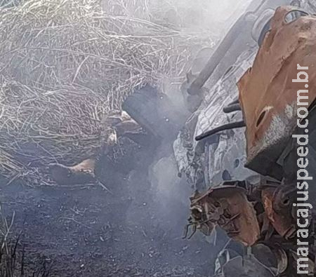  Ao colidir de frente com caminhão boiadeiro, motorista morre carbonizado 