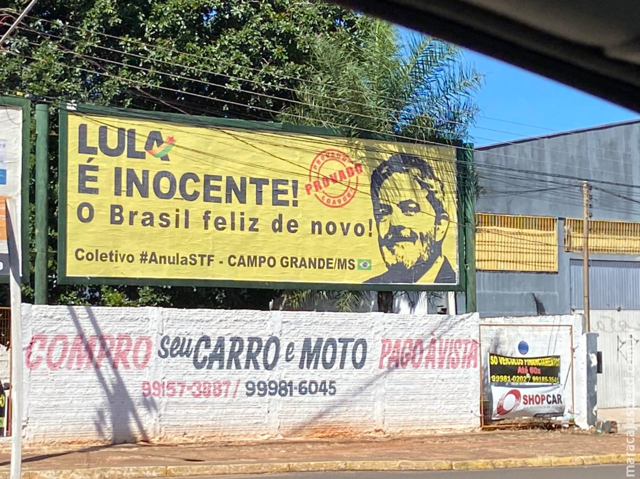 Após anulação do STF, Lula ganha outdoor comemorativo em CG Após anulação do STF, Lula ganha outdoor comemorativo em CG