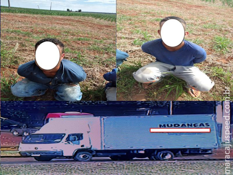 Maracaju: Caminhão tomado em assalto é recuperado na BR-163 e dupla de bandidos é presa Maracaju: Caminhão tomado em assalto é recuperado na BR-163 e dupla de bandidos é presa