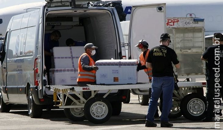 MS recebe primeiro lote da vacina da Pfizer com 7 mil doses na segunda-feira MS recebe primeiro lote da vacina da Pfizer com 7 mil doses na segunda-feira