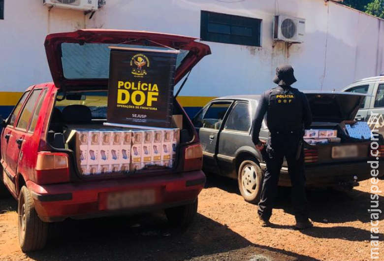 Veículos com 450 pacotes de cigarros contrabandeados são apreendidos Veículos com 450 pacotes de cigarros contrabandeados são apreendidos