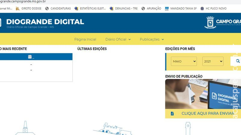 Diário Oficial de Campo Grande é publicado depois de ficar três dias fora do ar