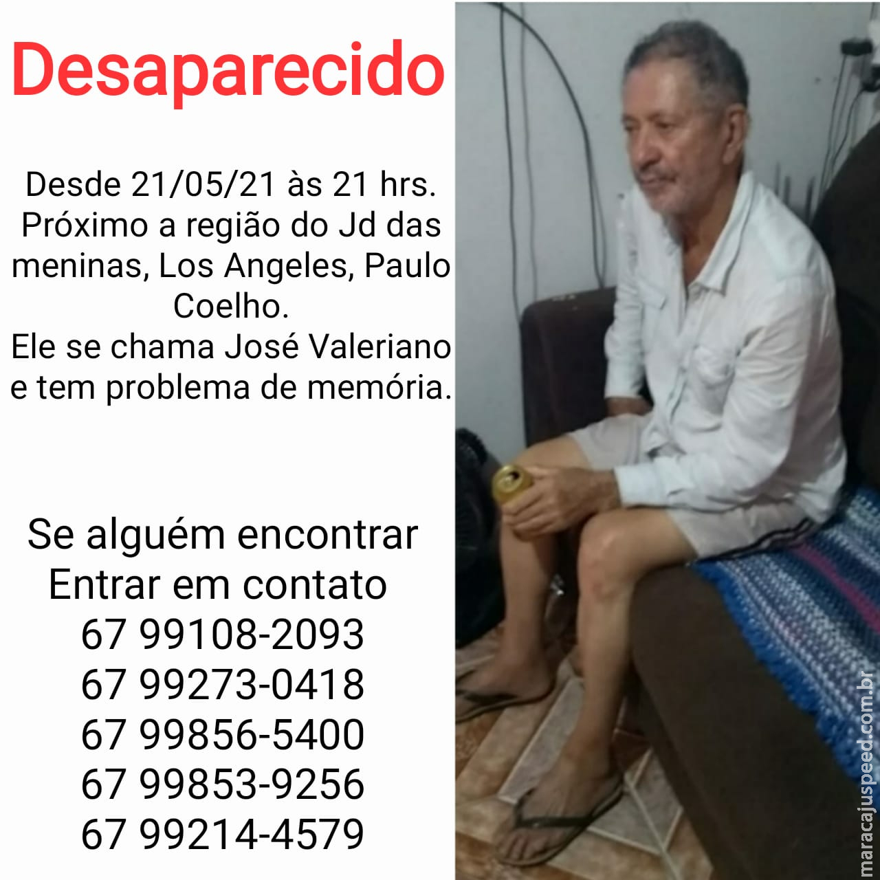 Família busca idoso desaparecido desde sexta-feira em Campo Grande Família busca idoso desaparecido desde sexta-feira em Campo Grande