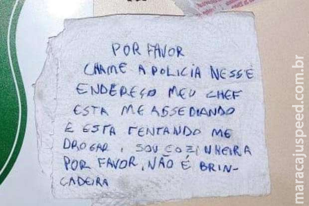 Funcionária pede ajuda em guardanapo após ser assediada por chefe Funcionária pede ajuda em guardanapo após ser assediada por chefe