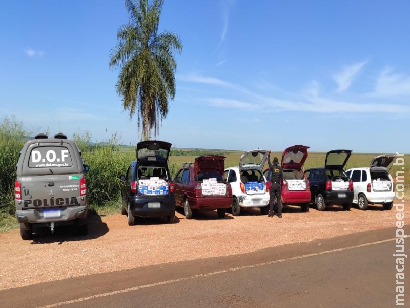 Maracaju: Seis veículos que seguiam para Campo Grande com mercadorias ilegais foram apreendidos pelo DOF