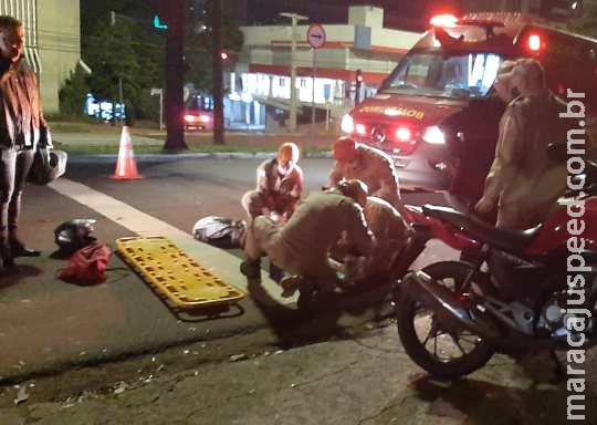 Garupa de moto fica ferido em acidente na Afonso Pena com a Rio Grande do Sul Garupa de moto fica ferido em acidente na Afonso Pena com a Rio Grande do Sul