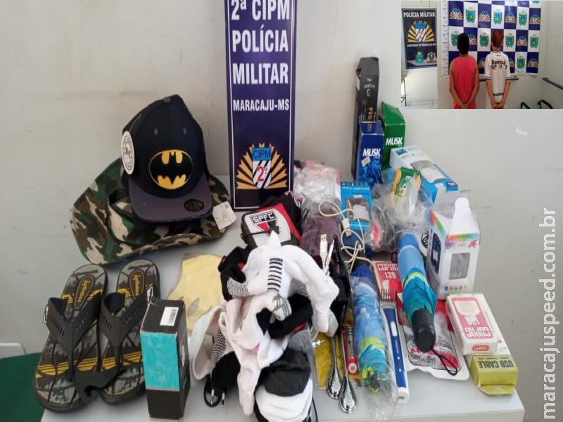 Maracaju: Polícia Militar recupera objetos furtados em loja de confecções, e identifica dupla de apenas 14 anos de idade, que confessaram serem os autores do furto Maracaju: Polícia Militar recupera objetos furtados em loja de confecções, e identifica dupla de apenas 14 anos de idade, que confessaram serem os autores do furto