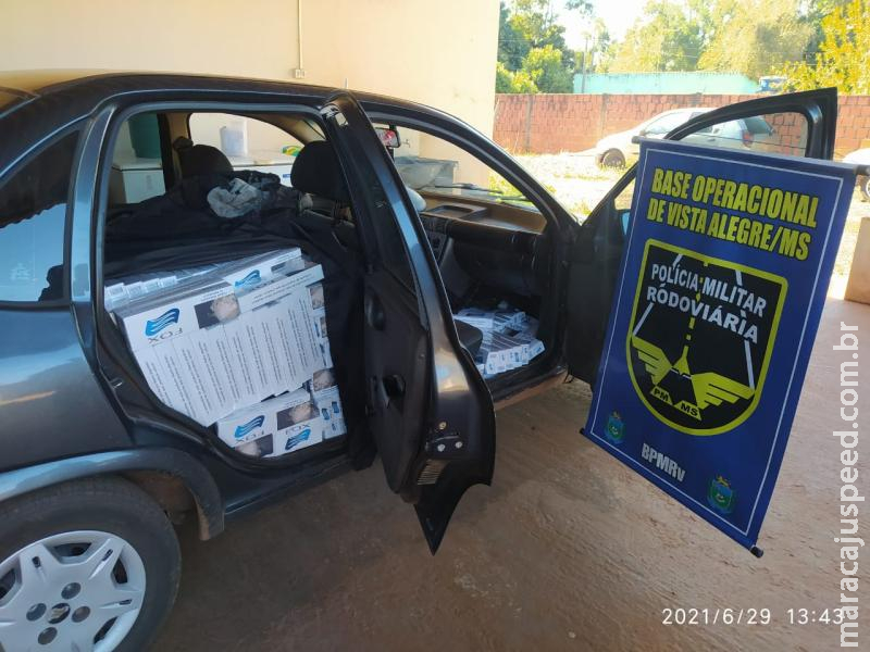 Maracaju: Veículo com 700 pacotes de cigarros é apreendido pela PMRv Maracaju: Veículo com 700 pacotes de cigarros é apreendido pela PMRv