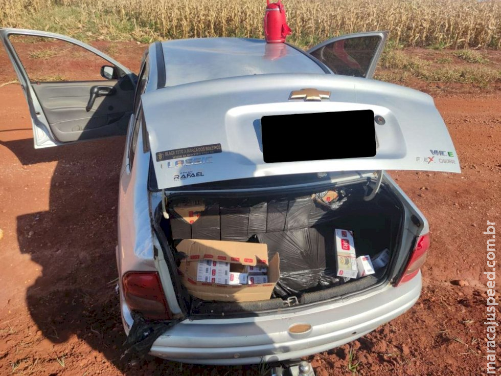 Após fuga e perseguição, veículo é apreendido com cigarros contrabandeados 