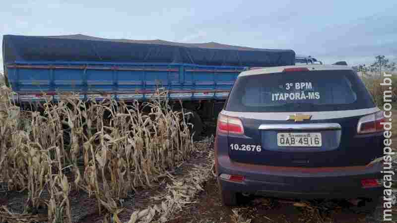 Com problemas mecânicos, caminhão furtado em Sidrolândia é abandonado em Itaporã