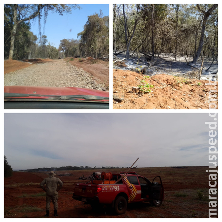 Corpo de Bombeiros realizou combate a incêndio florestal em área rural de Sidrolândia 