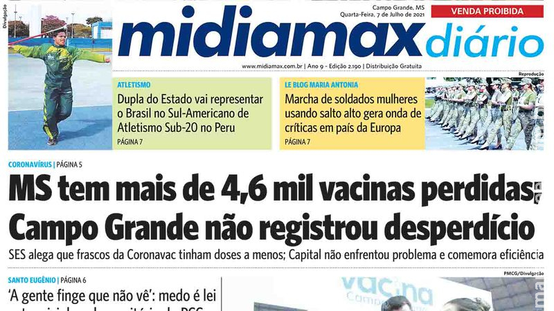 Estado conta 4,6 mil vacinas perdidas; Campo Grande não registra desperdício. Leia no Midiamax Diário Estado conta 4,6 mil vacinas perdidas; Campo Grande não registra desperdício. Leia no Midiamax Diário
