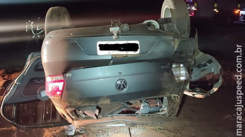 Motorista morre após colidir com caminhão e carro capotar na MS-134