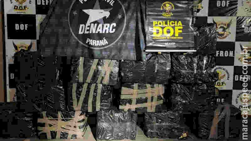 Procurados pela polícia do MS e PR, traficantes abandonam mais de 600 quilos de maconha na BR-163 