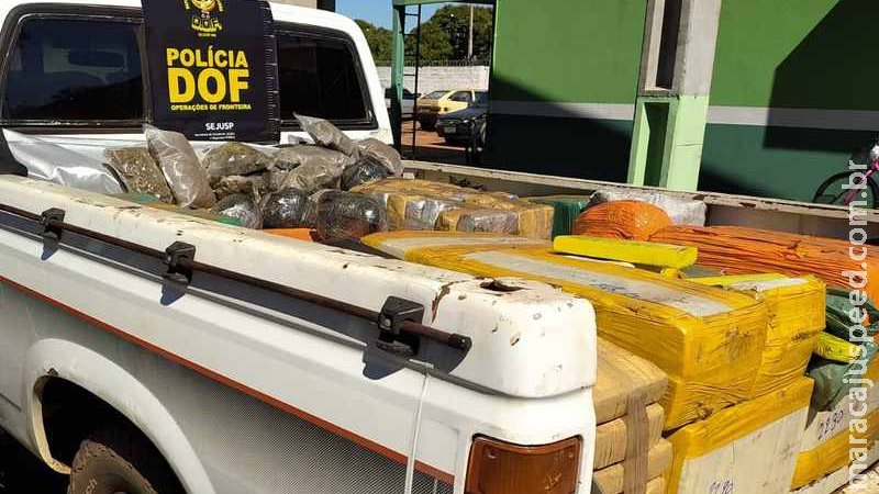 Caminhonete carregada com maconha, skunk e haxixe é apreendida na MS-180