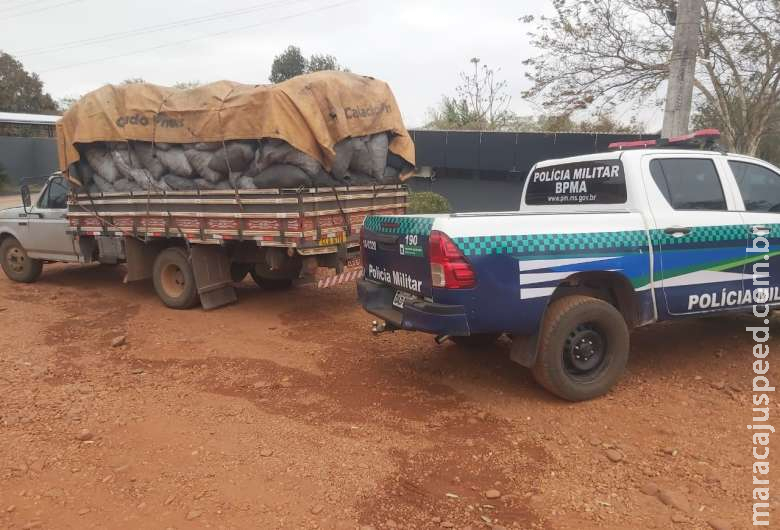 Polícia apreende caminhão com 16 m³ de carvão ilegal 