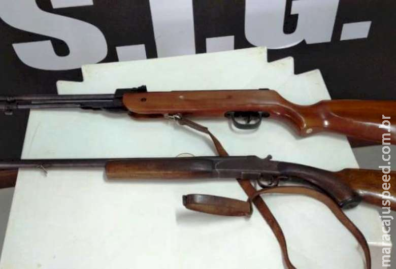 Após denúncia, Polícia apreende duas armas de fogo em residência Após denúncia, Polícia apreende duas armas de fogo em residência