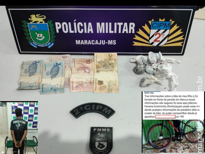 Maracaju: Polícia Militar prende indivíduo por tráfico de drogas e receptação de bicicleta furtada Maracaju: Polícia Militar prende indivíduo por tráfico de drogas e receptação de bicicleta furtada