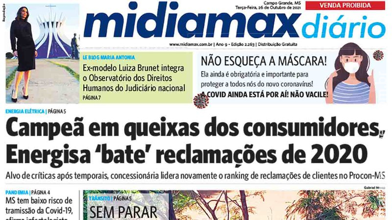 Confira a capa do Midiamax Diário desta terça-feira, 26 de outubro de 2021