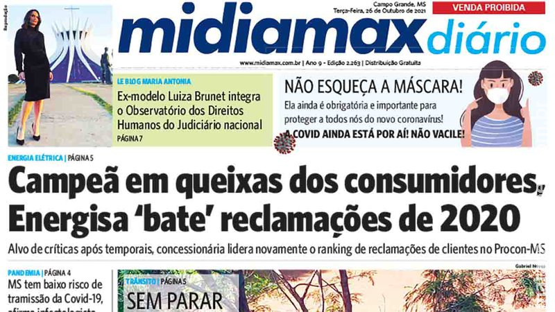 Confira a capa do Midiamax Diário desta terça-feira, 26 de outubro de 2021 Confira a capa do Midiamax Diário desta terça-feira, 26 de outubro de 2021