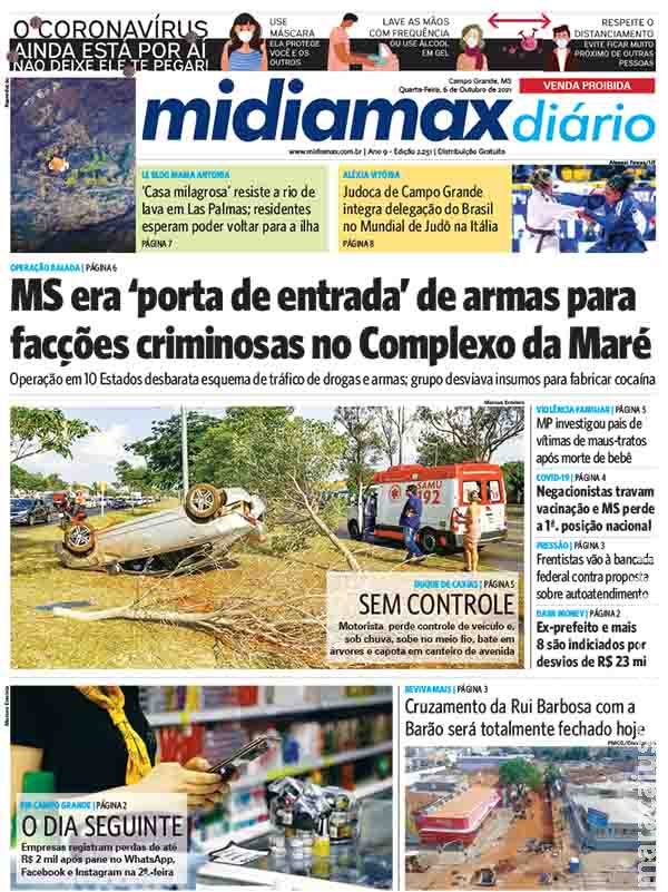 Confira a manchete do Midiamax Diário desta quarta-feira, 6 de outubro de 2021 Confira a manchete do Midiamax Diário desta quarta-feira, 6 de outubro de 2021