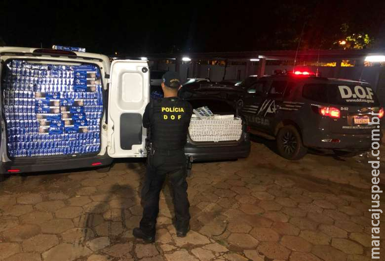Dupla é flagrada com contrabando de cigarro avaliado em R$ 500 mil Dupla é flagrada com contrabando de cigarro avaliado em R$ 500 mil