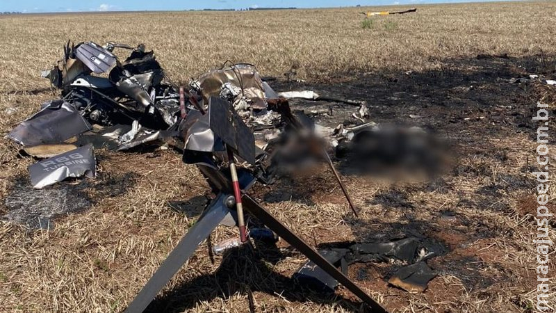 Helicóptero carregado de cocaína explode e mata dois carbonizados em Mato Grosso do Sul