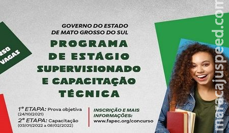 Inscrições para 250 vagas de estágios no Governo do Estado terminam nesta terça-feira 